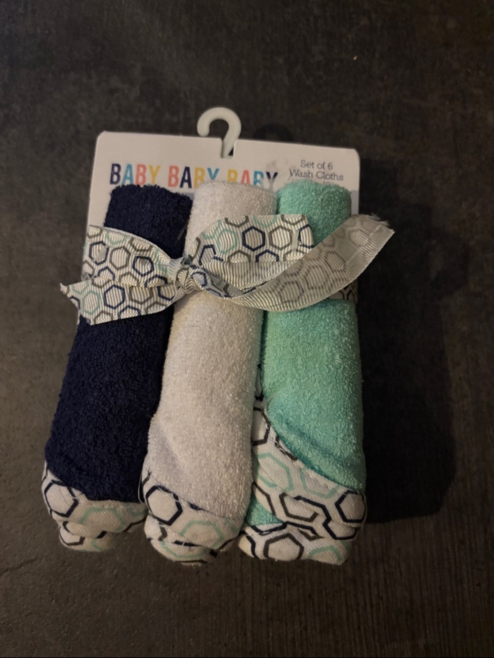 Baby Washcloth Set - Navy, Gray, Mint